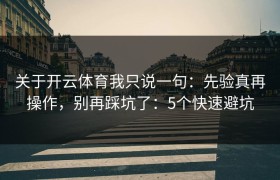 关于开云体育我只说一句：先验真再操作，别再踩坑了：5个快速避坑