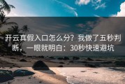 开云真假入口怎么分？我做了五秒判断，一眼就明白：30秒快速避坑