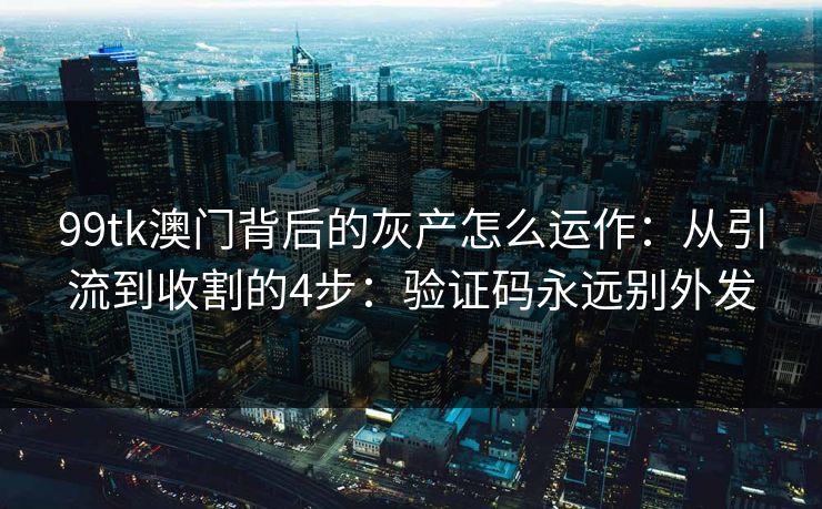 99tk澳门背后的灰产怎么运作：从引流到收割的4步：验证码永远别外发