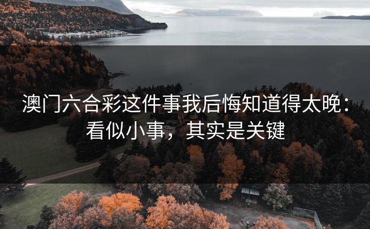 澳门六合彩这件事我后悔知道得太晚：看似小事，其实是关键